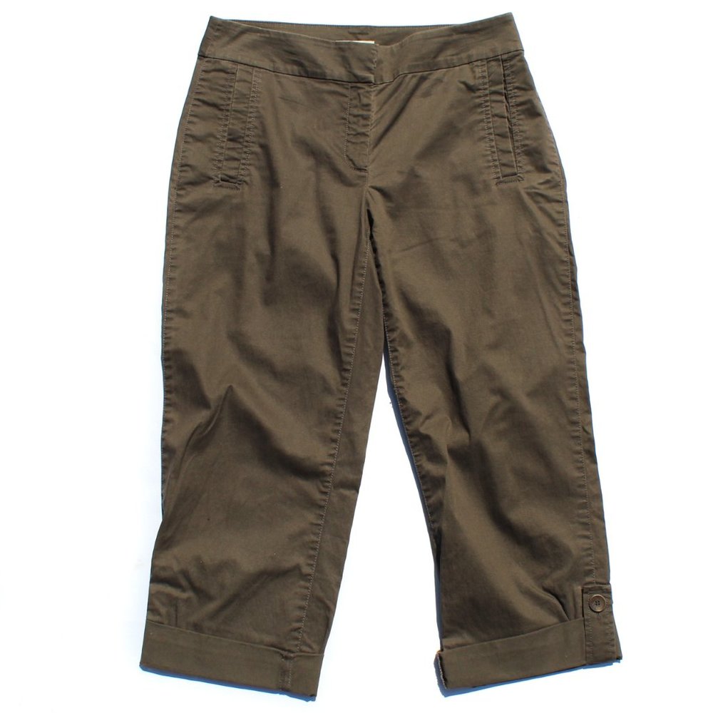 Eileen Fisher NWT Women's XS-S Brown Organic Cotton Slim Fit Capri Pants